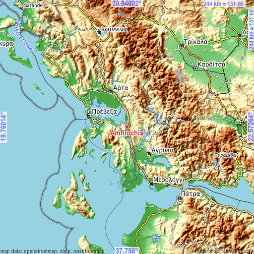 Topographic map of Amfilochía