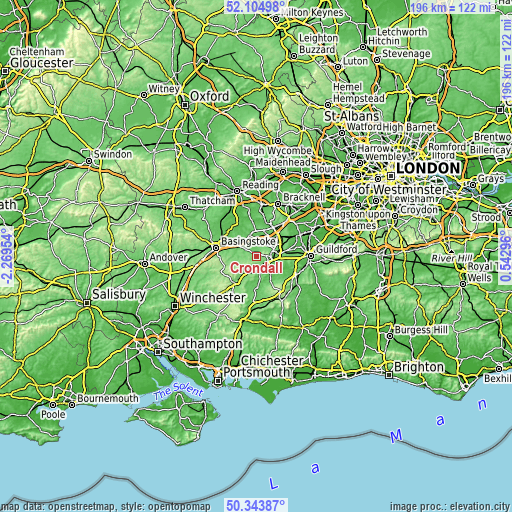 Topographic map of Crondall