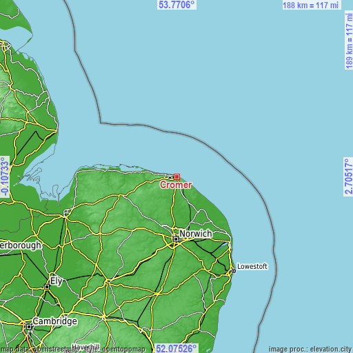 Topographic map of Cromer