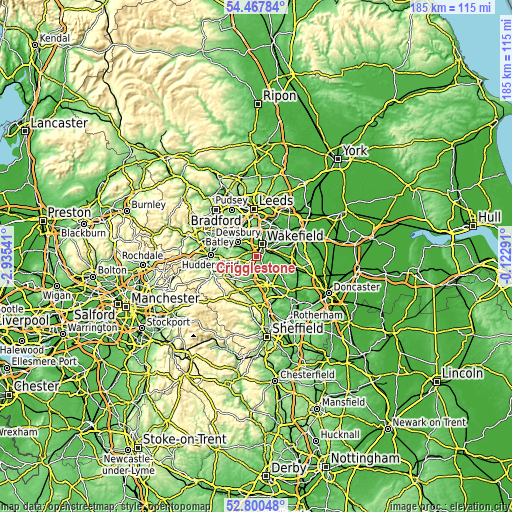 Topographic map of Crigglestone