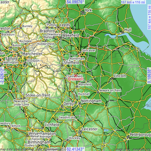 Topographic map of Creswell