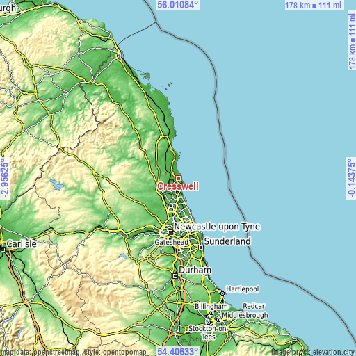 Topographic map of Cresswell