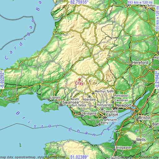 Topographic map of Cray