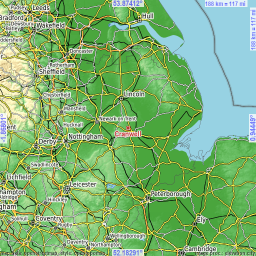 Topographic map of Cranwell