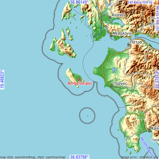 Topographic map of Ambelókipoi