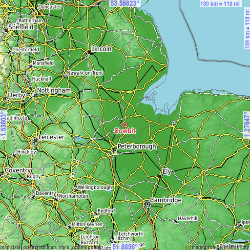 Topographic map of Cowbit