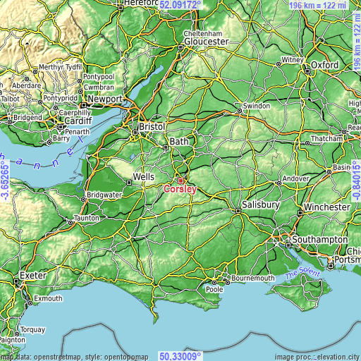 Topographic map of Corsley