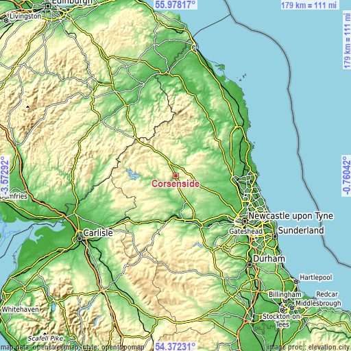 Topographic map of Corsenside