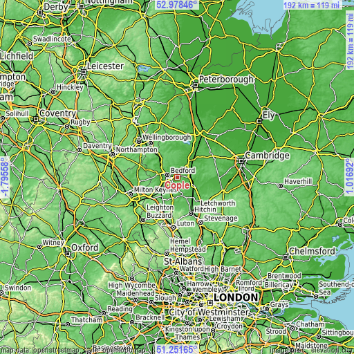 Topographic map of Cople