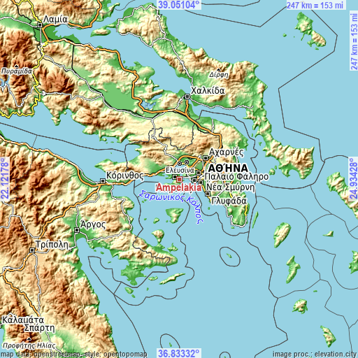 Topographic map of Ampelákia