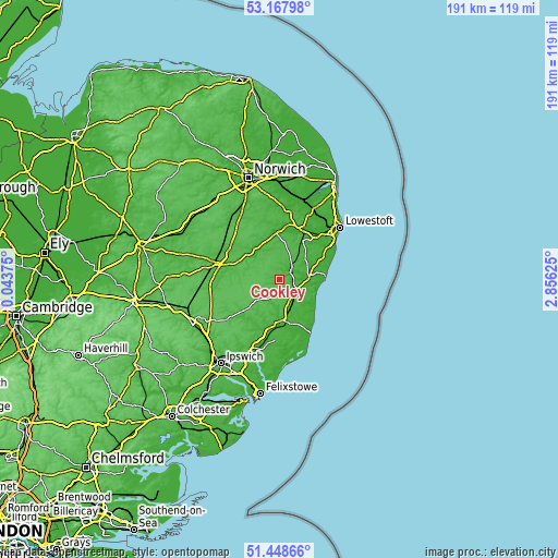 Topographic map of Cookley