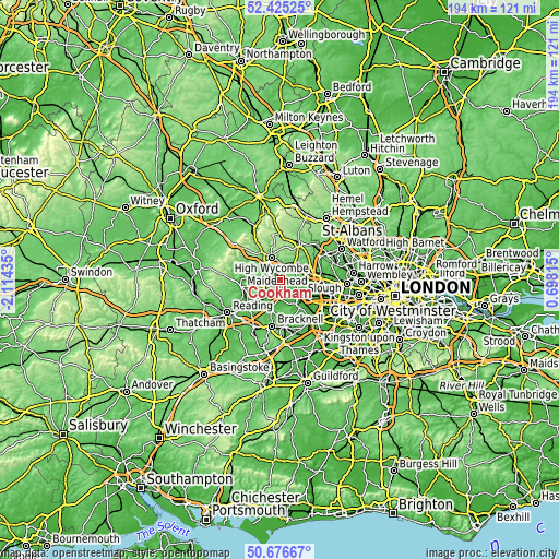 Topographic map of Cookham