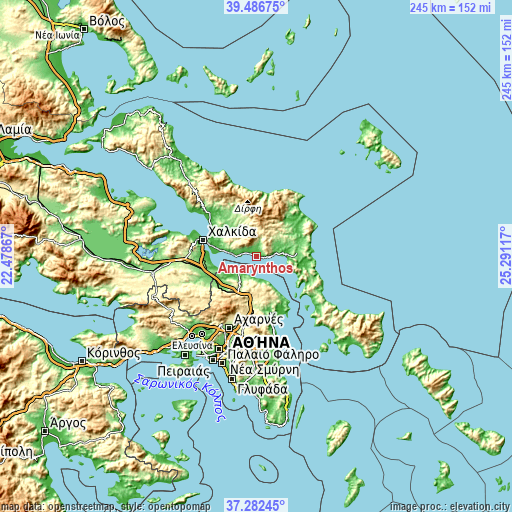 Topographic map of Amárynthos