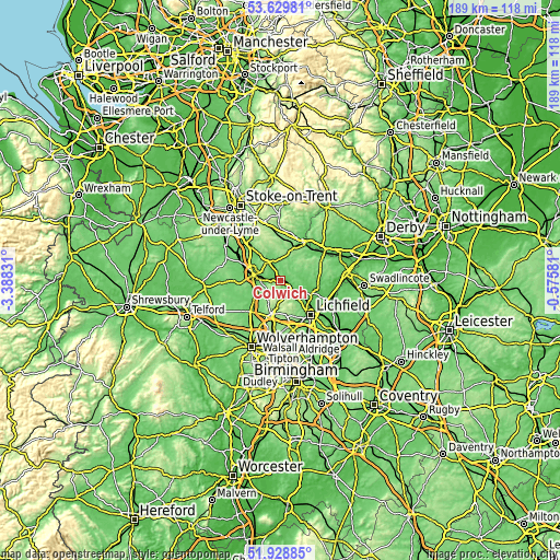 Topographic map of Colwich