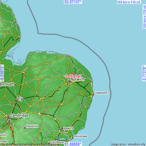 Topographic map of Coltishall