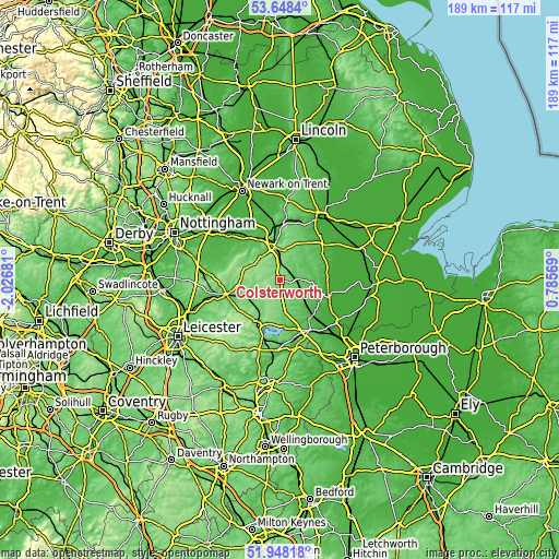 Topographic map of Colsterworth