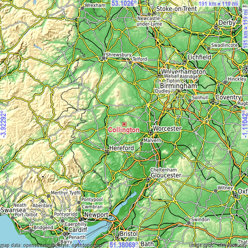 Topographic map of Collington