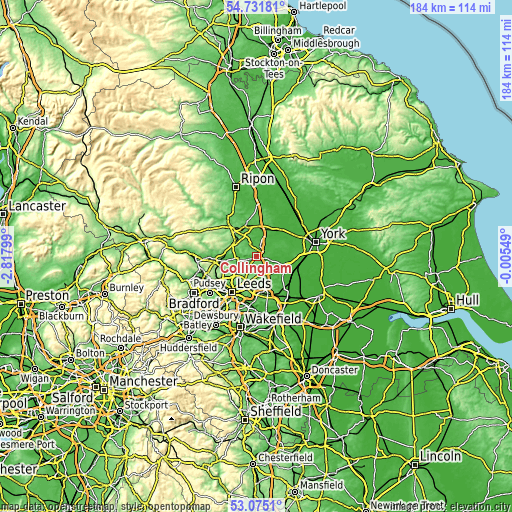 Topographic map of Collingham
