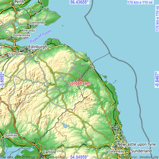 Topographic map of Coldstream