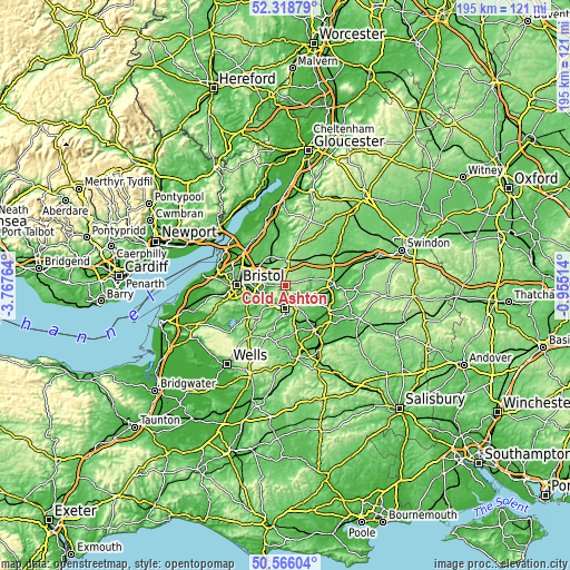 Topographic map of Cold Ashton