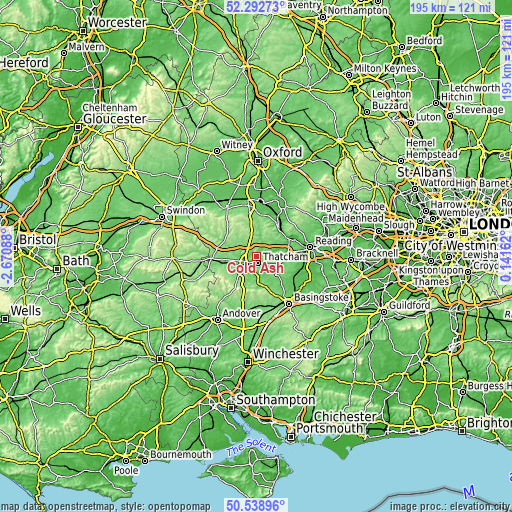 Topographic map of Cold Ash