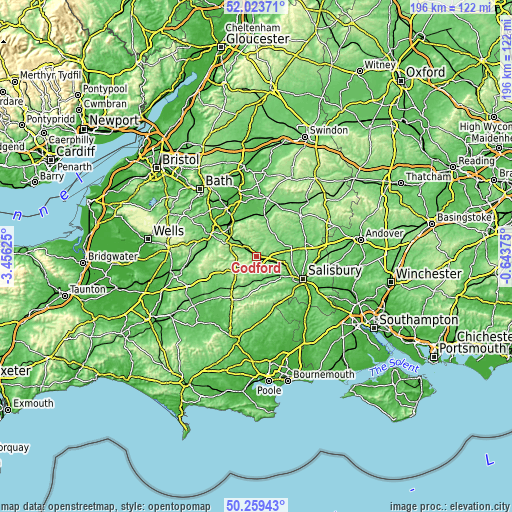 Topographic map of Codford