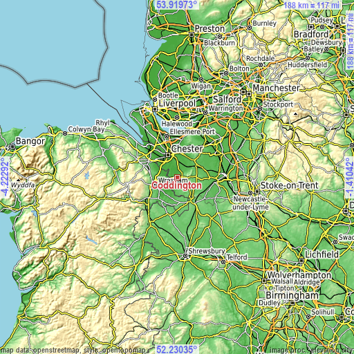 Topographic map of Coddington
