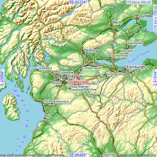 Topographic map of Coatbridge