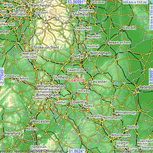 Topographic map of Coalville