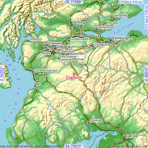 Topographic map of Coalburn