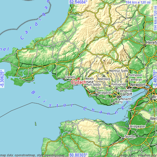 Topographic map of Clydach
