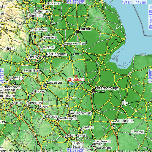 Topographic map of Clipsham