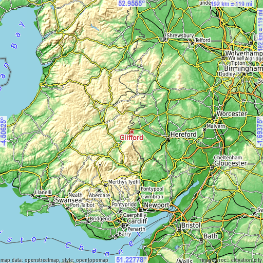 Topographic map of Clifford