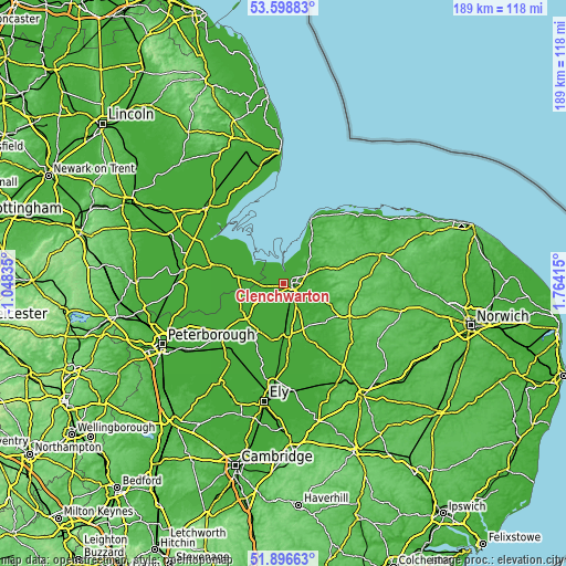 Topographic map of Clenchwarton