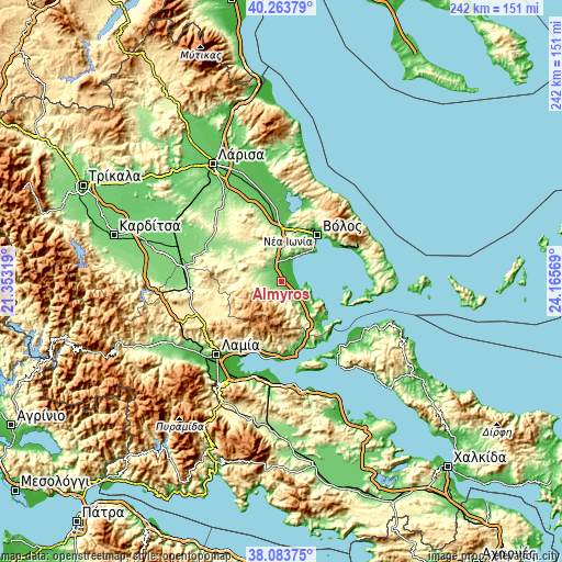 Topographic map of Almyrós