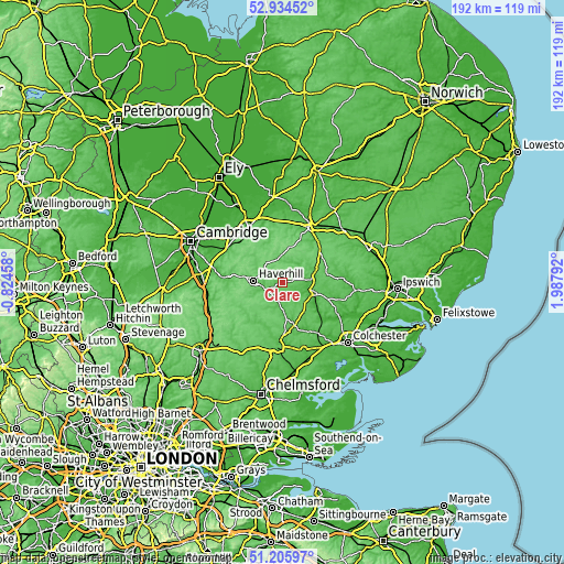 Topographic map of Clare