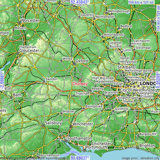 Topographic map of Cholsey