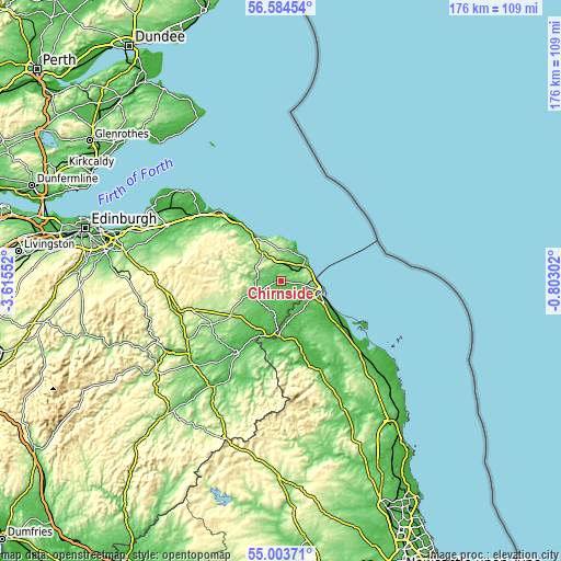 Topographic map of Chirnside