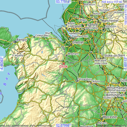 Topographic map of Chirk