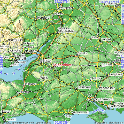 Topographic map of Chippenham