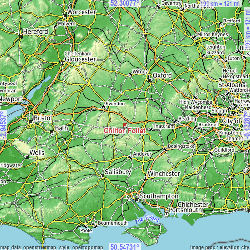 Topographic map of Chilton Foliat