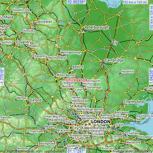 Topographic map of Chicksands