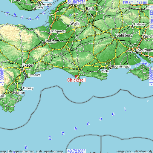 Topographic map of Chickerell