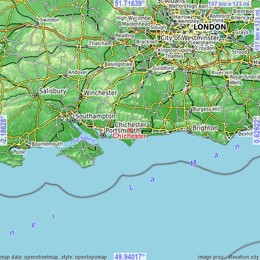 Topographic map of Chichester