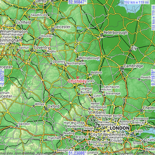 Topographic map of Chicheley