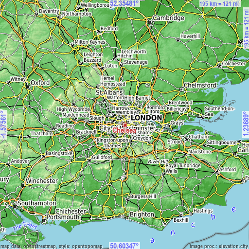 Topographic map of Chelsea