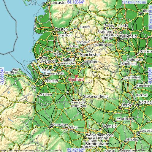 Topographic map of Chelford