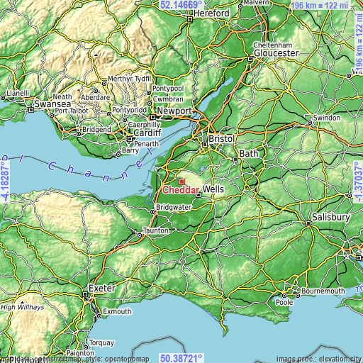 Topographic map of Cheddar