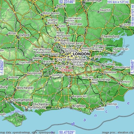 Topographic map of Cheam