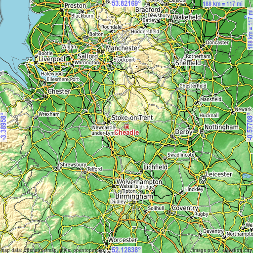 Topographic map of Cheadle